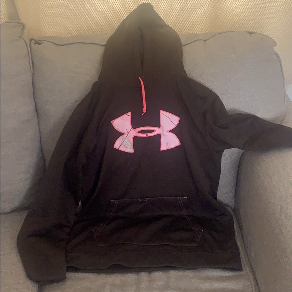 pink and brown camo underarmour hoodie